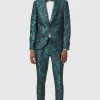 Adichie Slim Fit Green Jacquard Suit