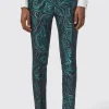 Adichie Slim Fit Green Jacquard Trousers