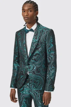 Adichie Slim Fit Green Jacquard Suit