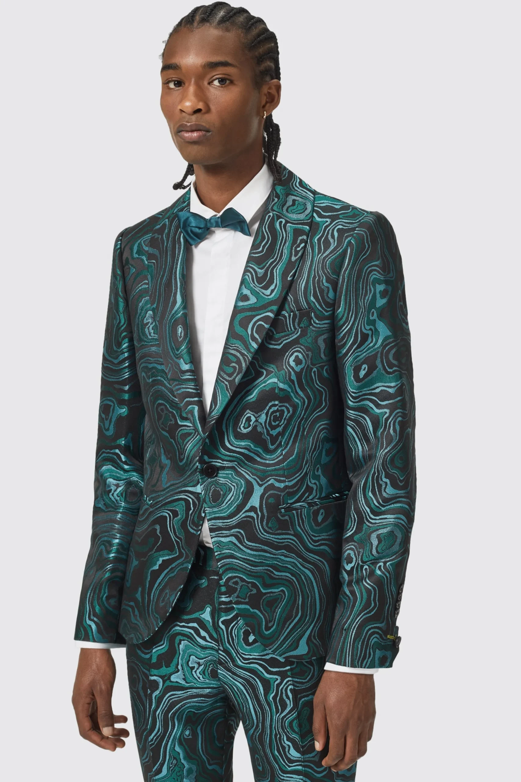 Adichie Slim Fit Green Jacquard Suit