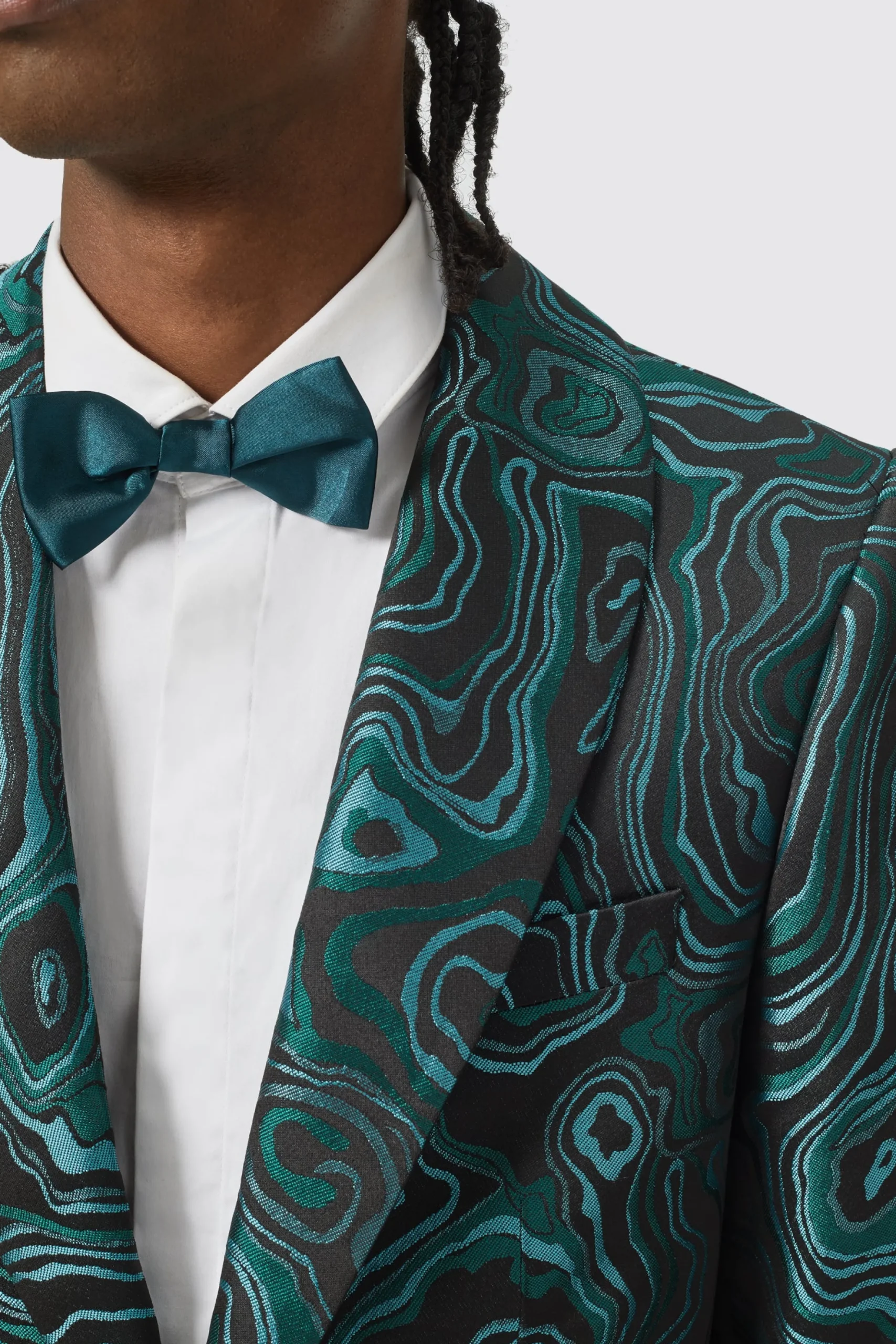 Adichie Slim Fit Green Jacquard Jacket