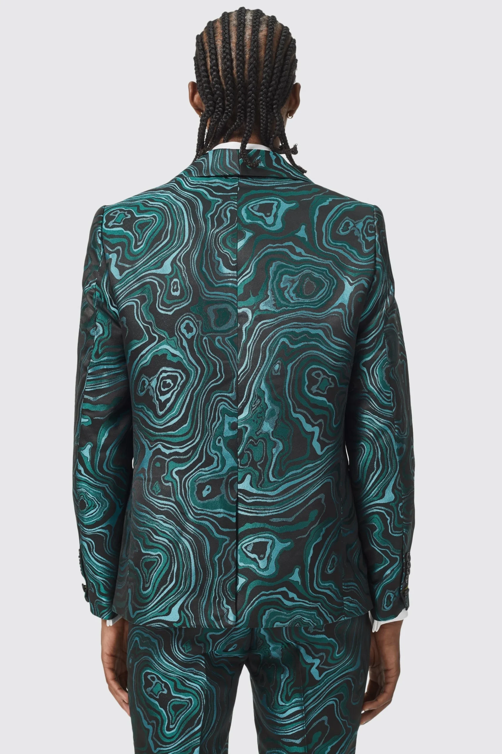 Adichie Slim Fit Green Jacquard Suit