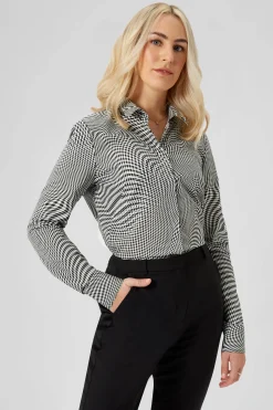 Amoros Skinny Fit Black Patterned Cotton Shirt