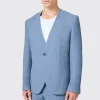 Anthony Oversized Blue Waffle Knit Cotton Jacket