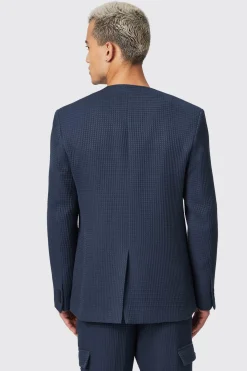 Anthony Oversized Navy Waffle Knit Cotton Suit