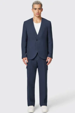 Anthony Oversized Navy Waffle Knit Cotton Jacket