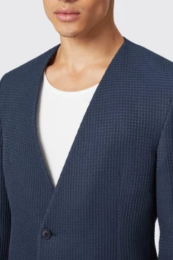 Anthony Oversized Navy Waffle Knit Cotton Suit