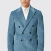 Aston Slim Fit Blue Corduroy Double Breasted Jacket