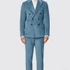 Aston Slim Fit Blue Corduroy Double Breasted Suit
