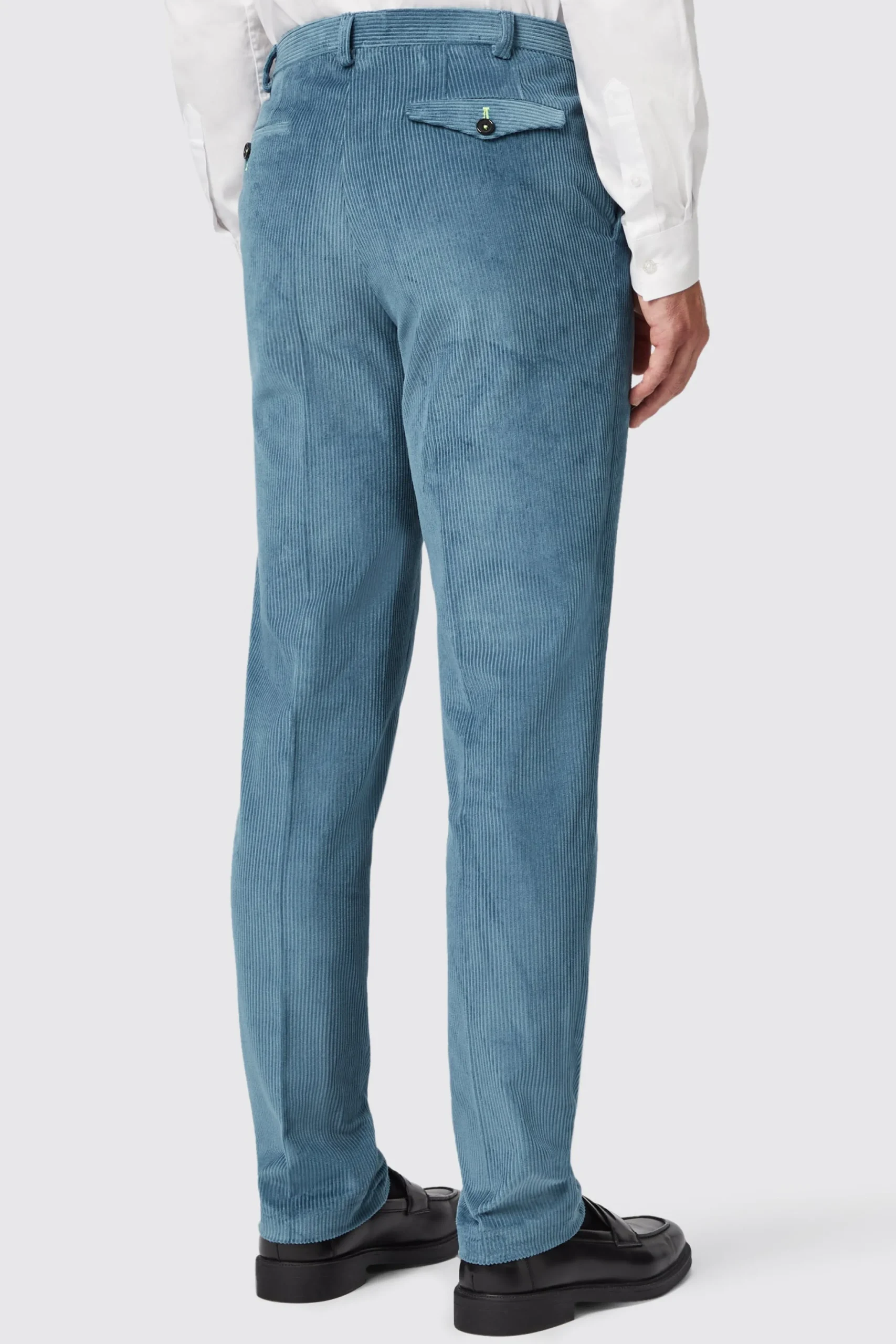 Aston Slim Fit Blue Corduroy Double Breasted Suit