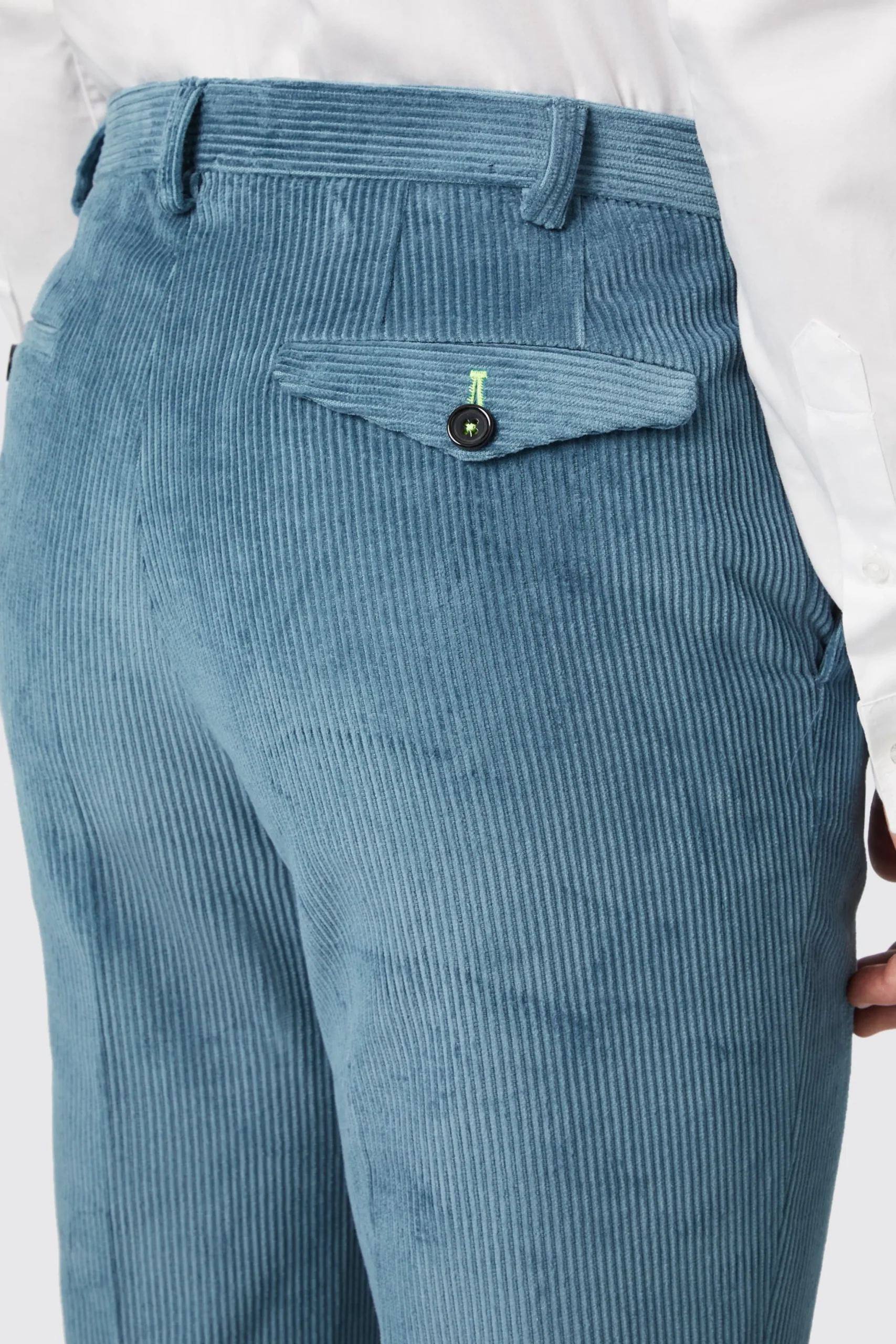 Aston Slim Fit Blue Corduroy Double Breasted Suit
