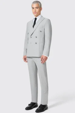 Atkinson Slim Fit Grey Double Breasted Jacket