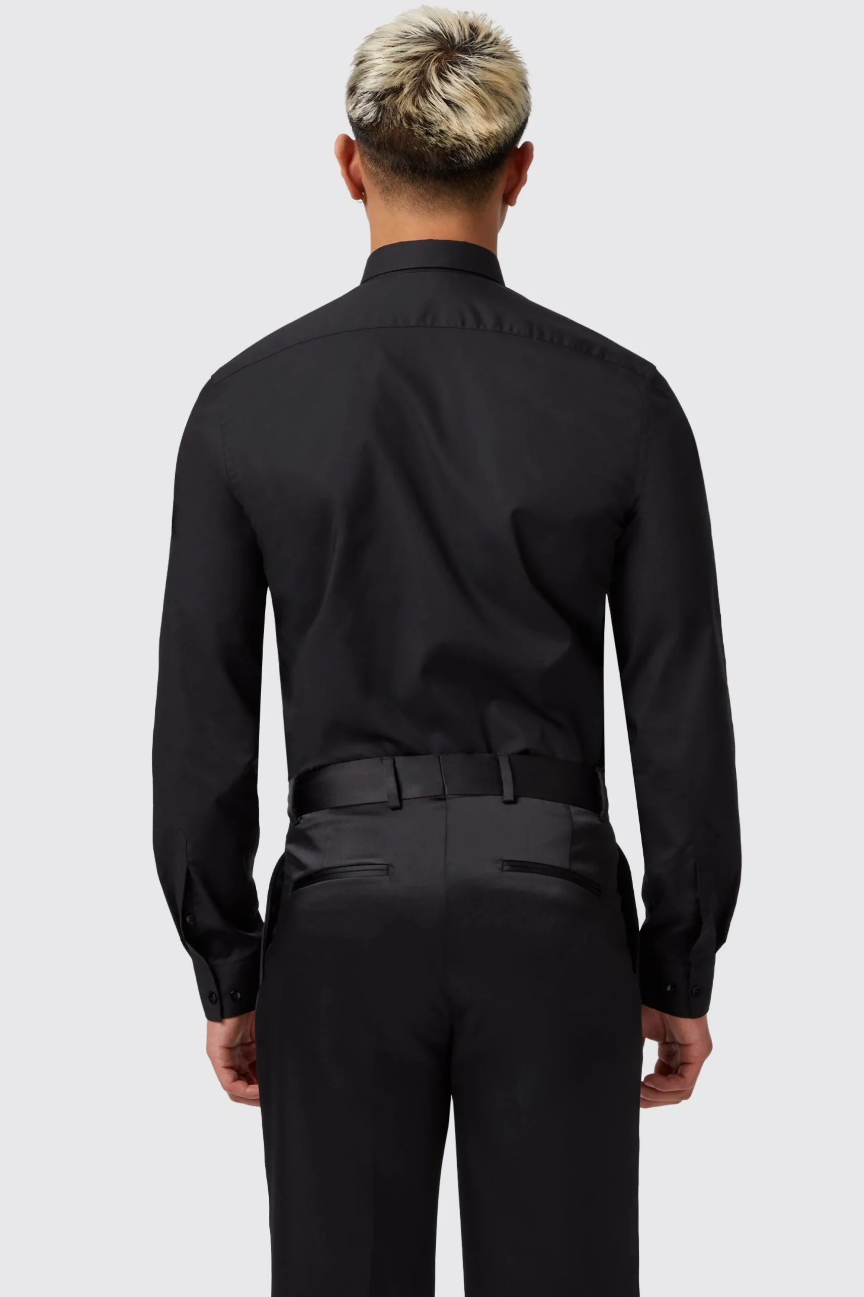 Barilla Slim Fit Black Flocked Floral Shirt