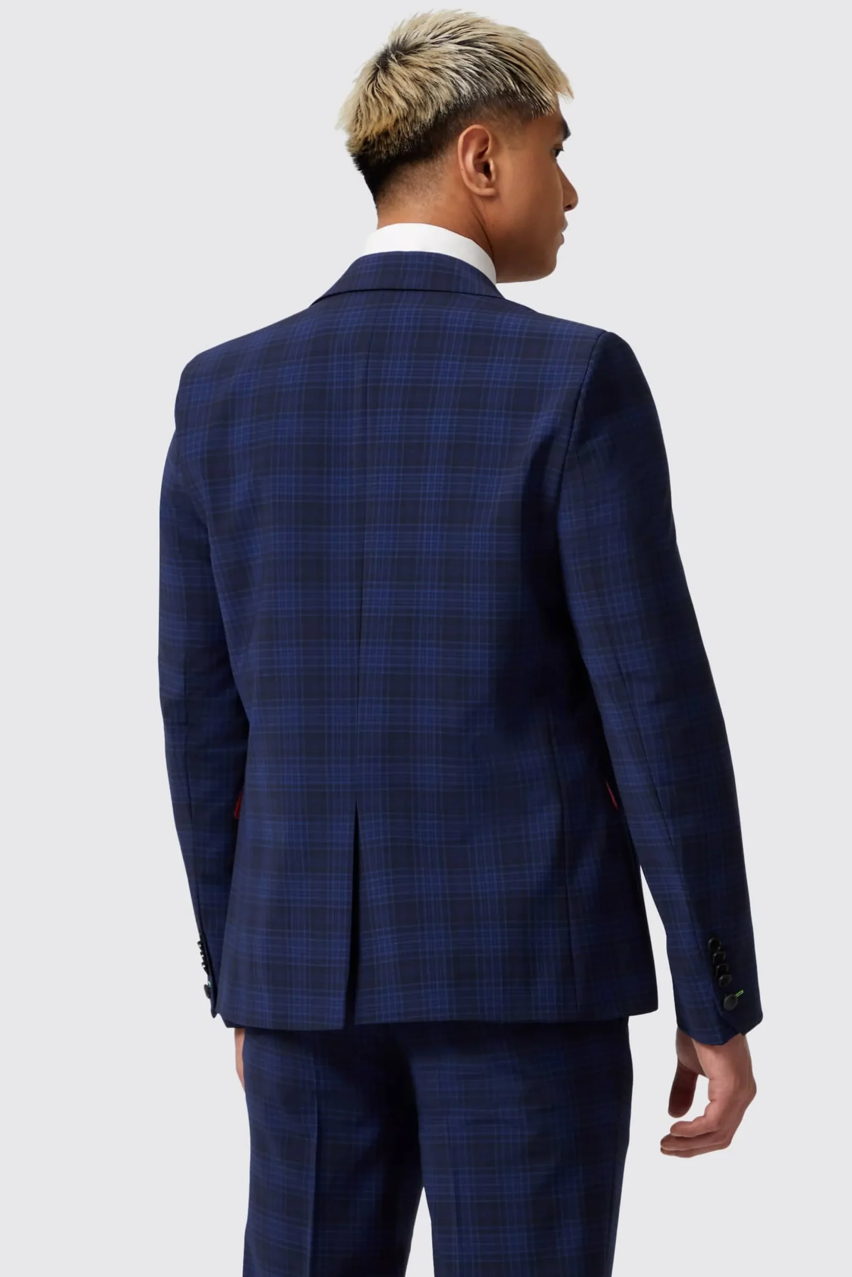 Barlow Slim Fit Navy Wool Check Suit