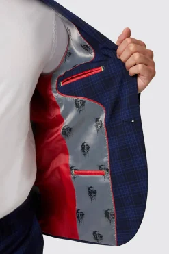 Barlow Slim Fit Navy Wool Check Jacket