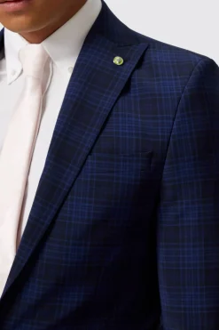 Barlow Slim Fit Navy Wool Check Suit