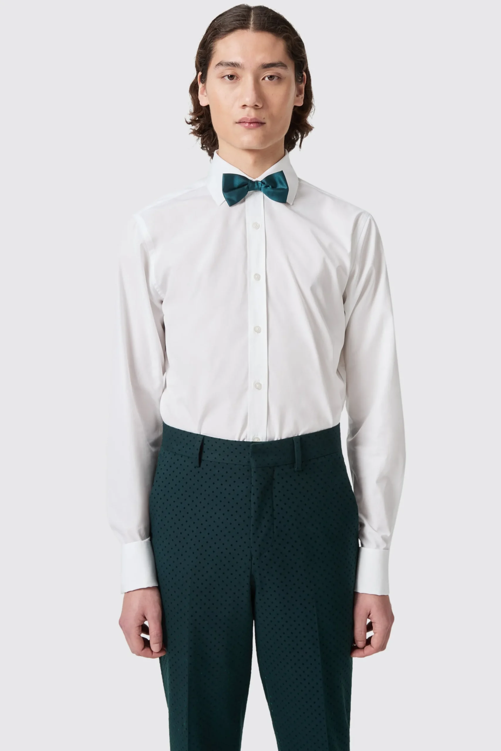 Barron Slim Fit Double Cuff White Cotton Shirt