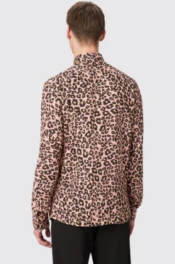 Bia Slim Fit Pink Leopard Print Cotton Shirt