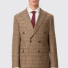 Blackwood Slim Fit Brown Check Double Breasted Jacket