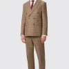 Blackwood Slim Fit Brown Check Double Breasted Suit