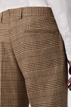 Blackwood Slim Fit Brown Check Trousers