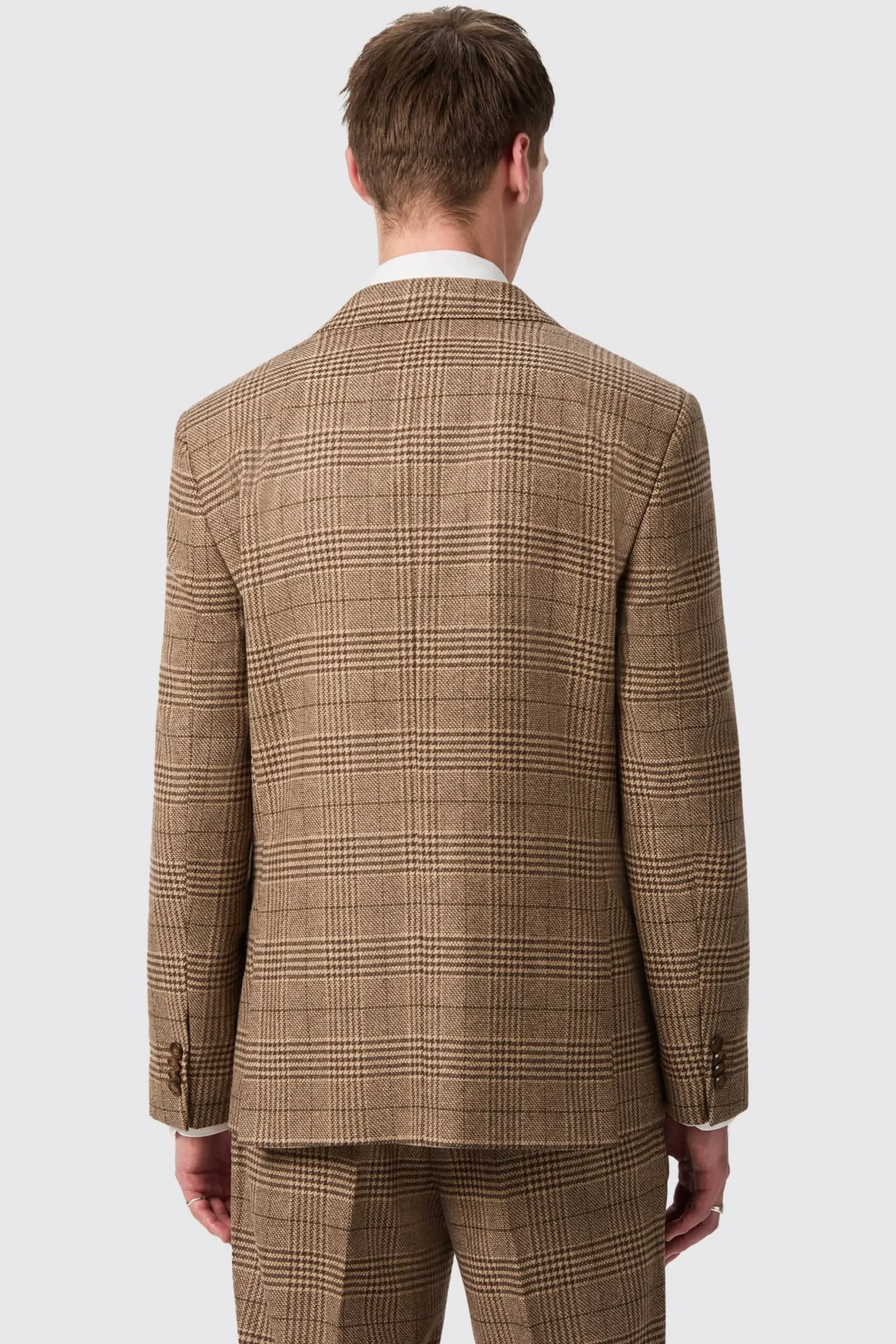 Blackwood Slim Fit Brown Check Double Breasted Suit