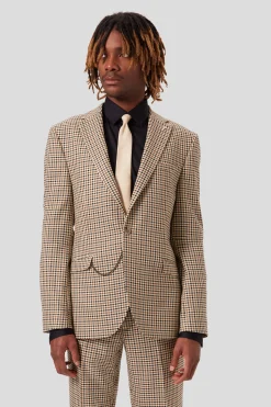 Blythe Slim Fit Beige Check Jacket