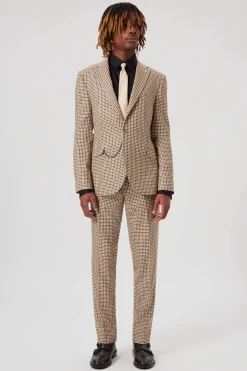 Blythe Slim Fit Beige Check Suit