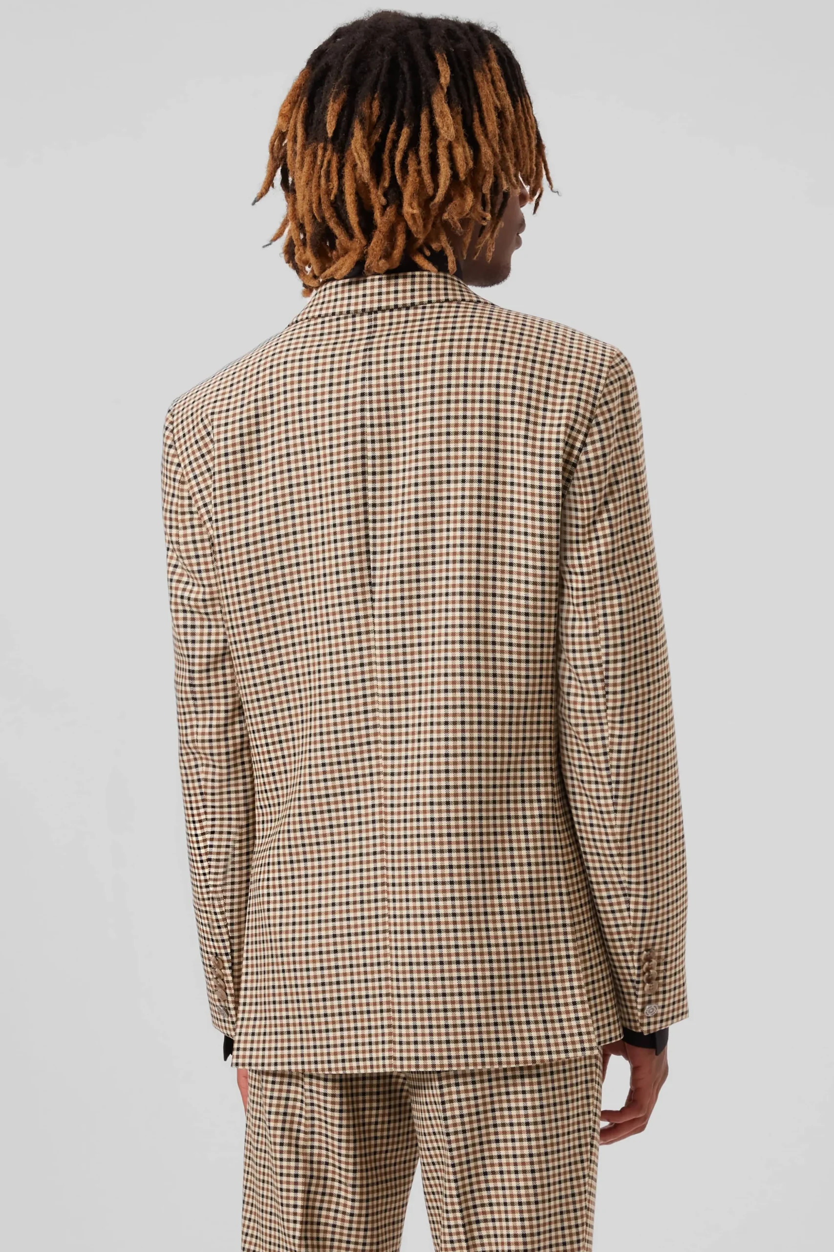 Blythe Slim Fit Beige Check Jacket