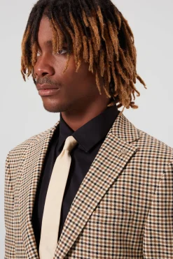 Blythe Slim Fit Beige Check Suit