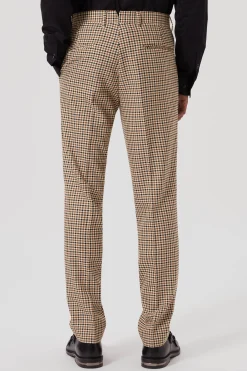 Blythe Slim Fit Beige Check Trousers