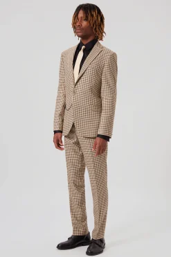 Blythe Slim Fit Beige Check Suit