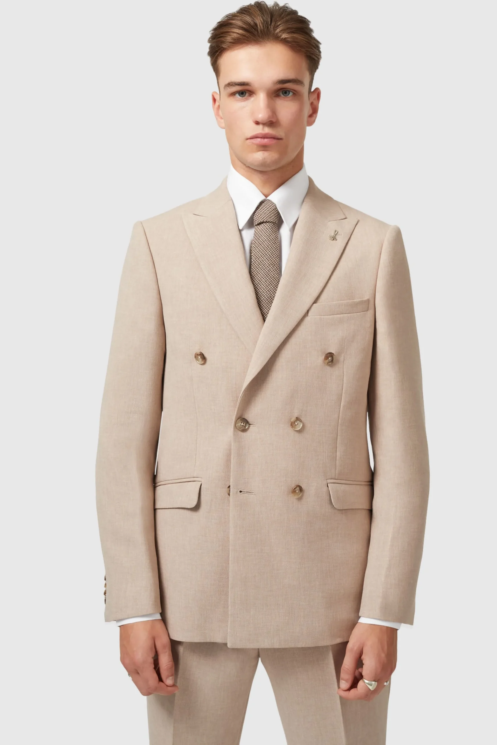 Bresnan Slim Fit Neutral Double Breasted Jacket