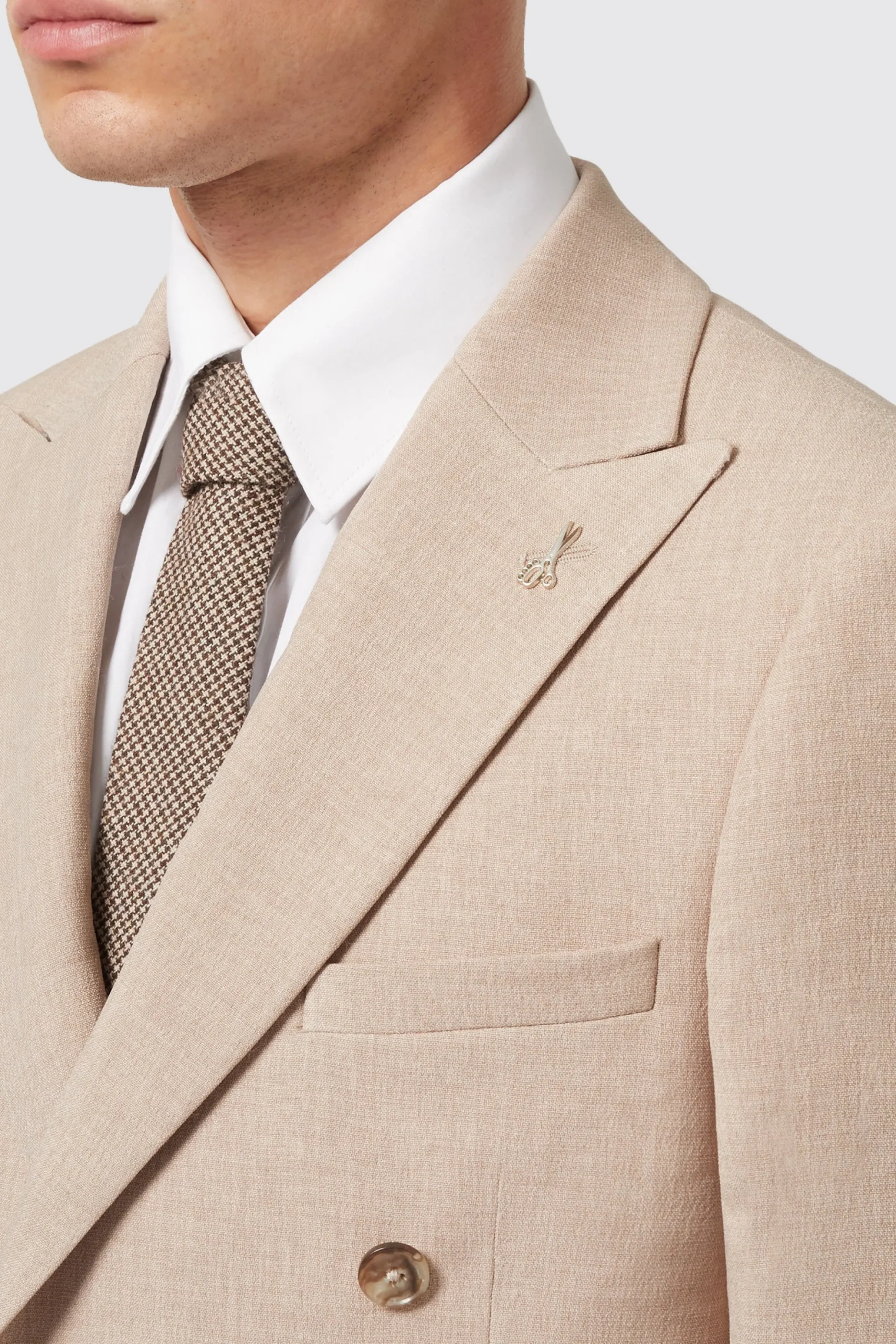 Bresnan Slim Fit Neutral Double Breasted Jacket