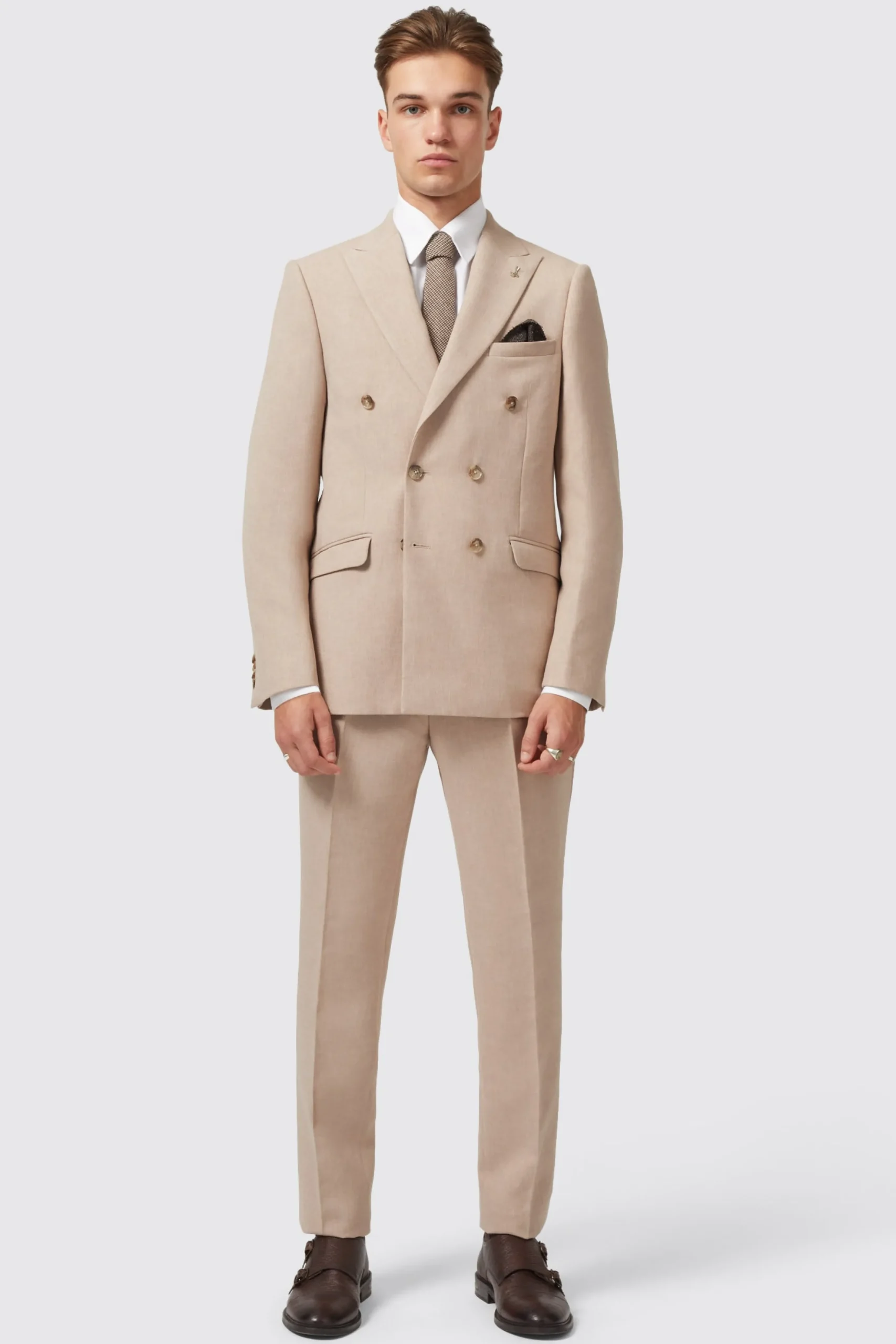 Bresnan Slim Fit Neutral Double Breasted Jacket