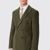 Brisbane Slim Fit Green Corduroy Double Breasted Jacket