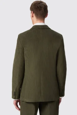 Brisbane Slim Fit Green Corduroy Double Breasted Jacket