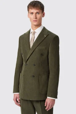 Brisbane Slim Fit Green Corduroy Double Breasted Suit