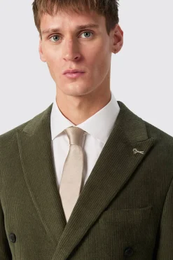 Brisbane Slim Fit Green Corduroy Double Breasted Jacket