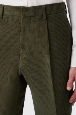 Brisbane Slim Fit Green Corduroy Trousers