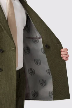 Brisbane Slim Fit Green Corduroy Double Breasted Suit
