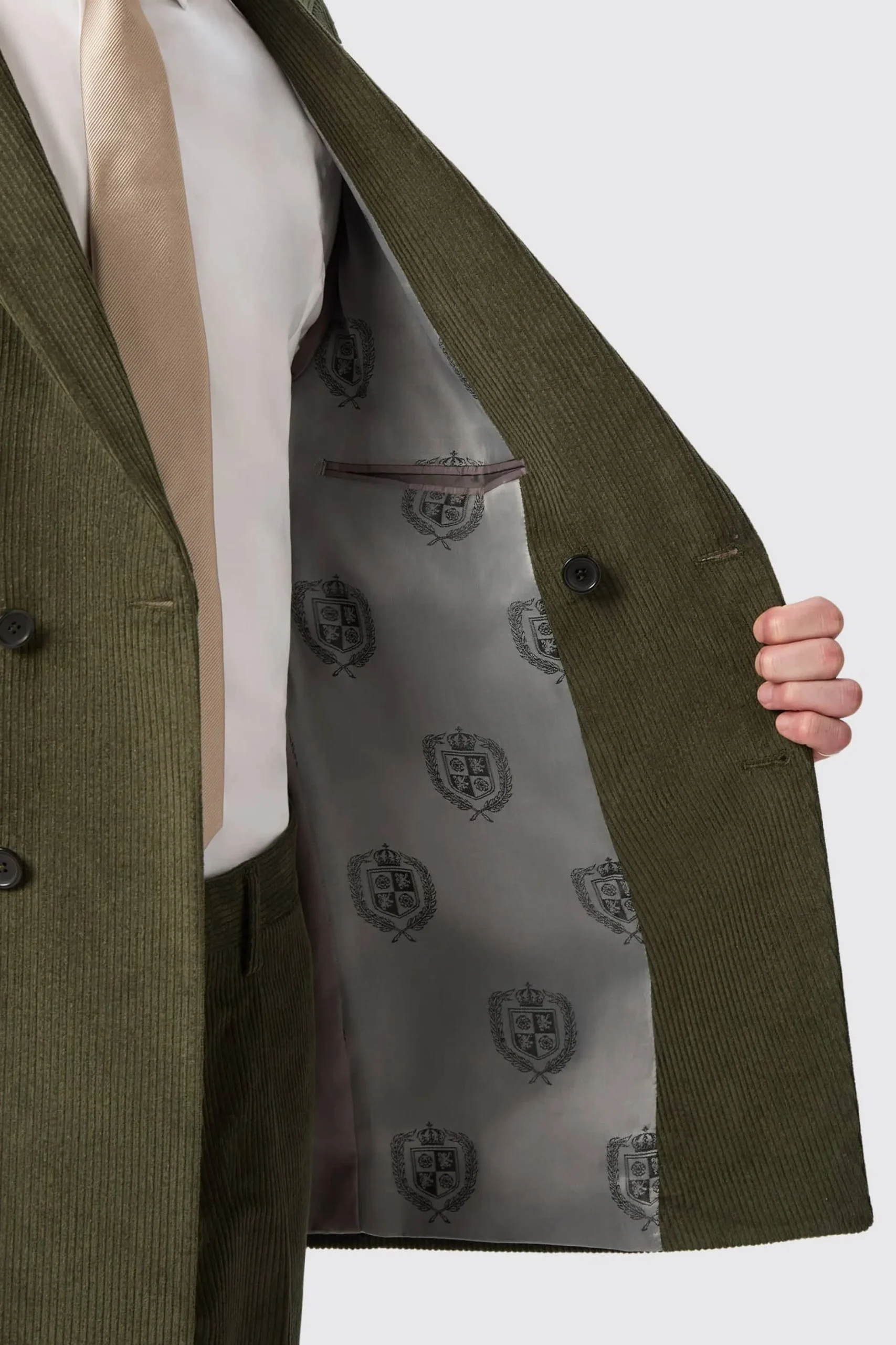 Brisbane Slim Fit Green Corduroy Double Breasted Suit