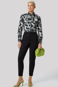 Burma Slim Fit Black Patterned Cotton Shirt