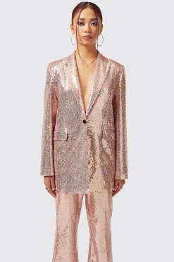 Caladium Slim Fit Pink Sequin Jacket