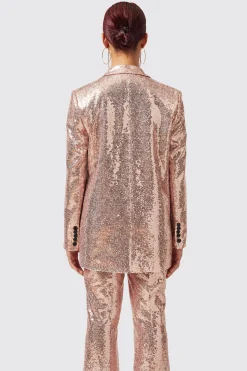 Caladium Slim Fit Pink Sequin Suit