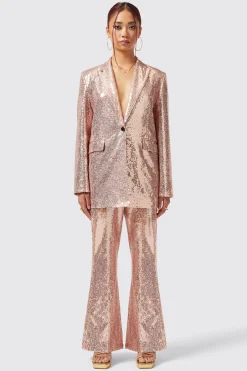 Caladium Slim Fit Pink Sequin Trouser