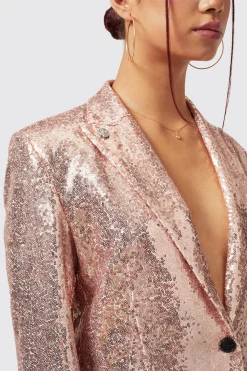 Caladium Slim Fit Pink Sequin Suit