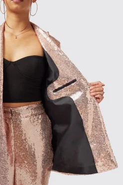 Caladium Slim Fit Pink Sequin Suit