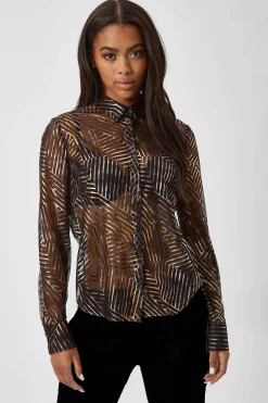 Capaldi Slim Fit Black Geometric Shirt