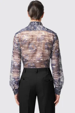 Caples Slim Fit Blue Mesh Shirt